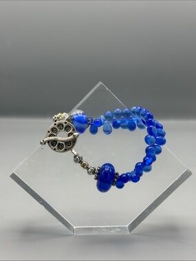 Blue Beaded Toggle Bracelet - Unbranded